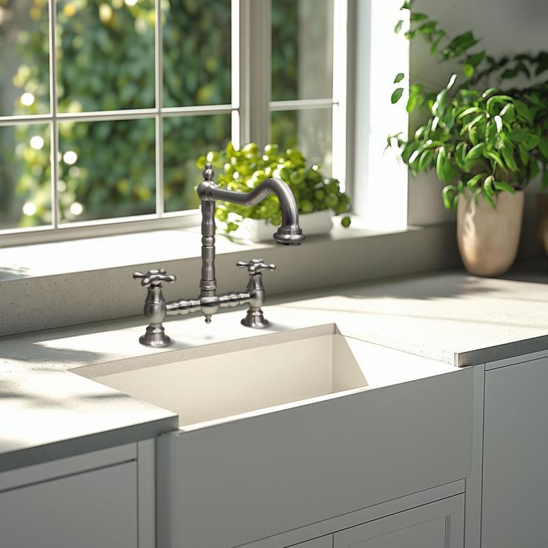 PB Nostalgisk Brokøkkenhane i rustfrit stål med vinkeludløb og stjernehåndtag PBN.RVS.H.ST