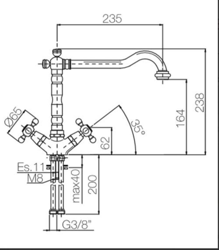 PB Nostalgisk køkkenhane V1910 rustfrit stål