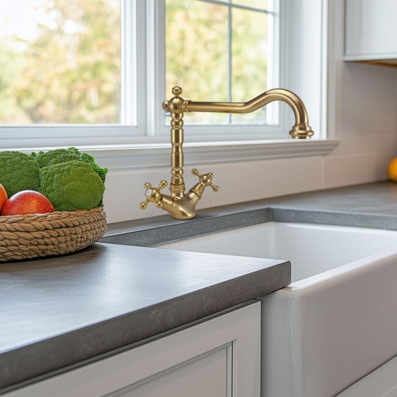 PB Nostalgisk klassisk gylden køkkenhane V1910 med drejelig tud 1150424170