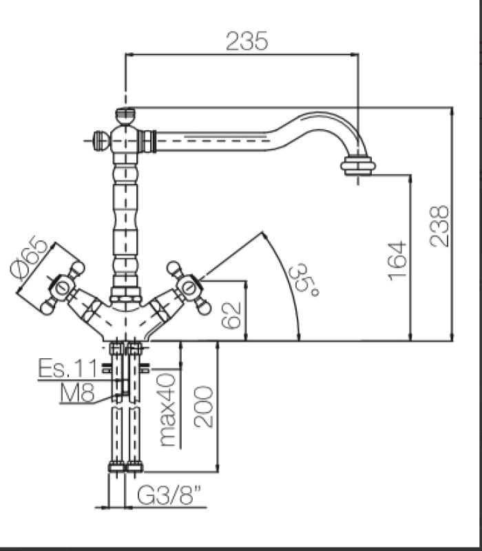 PB Nostalgisk klassisk gylden køkkenhane V1910 med drejelig tud 1150424170