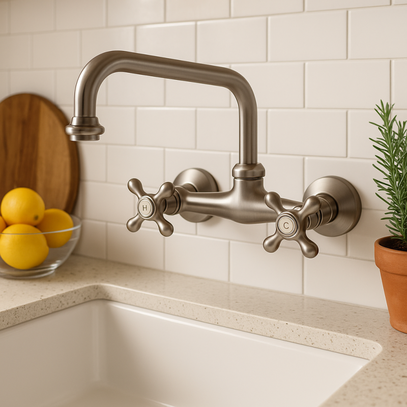 PB Nostalgisk køkkenarmatur V2723 vægmonteret armatur rustfrit stål