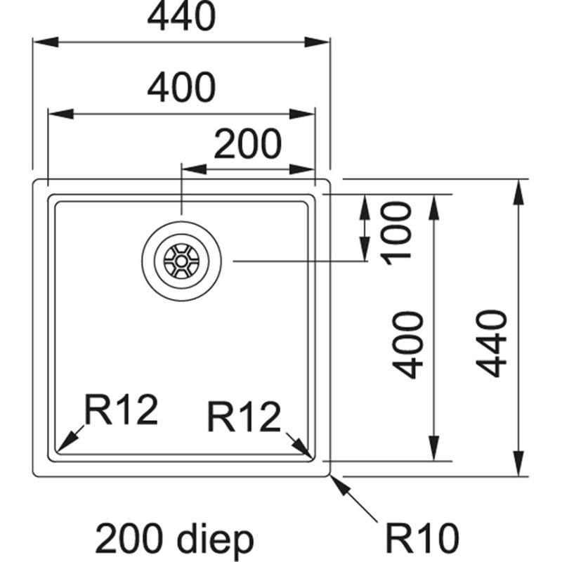 Franke Bolero Plus R12 BXX 210-40 rustfri stålvask til planmontering 40x40cm 127.0576.359