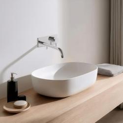 Waterevolution Flow indbygget håndvaskarmatur med dækplade krom med tud 25cm T1161B01-25