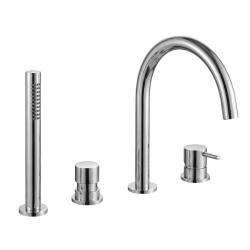 Waterevolution Flow 4-huls badarmatur til montering på badekar kant Krom T13801