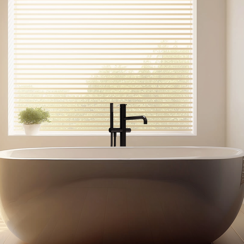 Waterevolution Flow fritstående badekararmatur med håndbruser mat sort T133PR