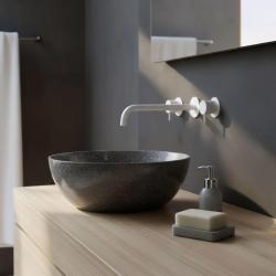 Waterevolution Flow 3-huls indbygget håndvaskarmatur, mat hvid med udløb 25 cm T1163FBR-25