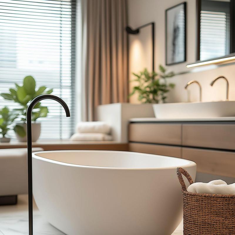 Waterevolution Flow fritstående badekarudløb mat sort T1673PR