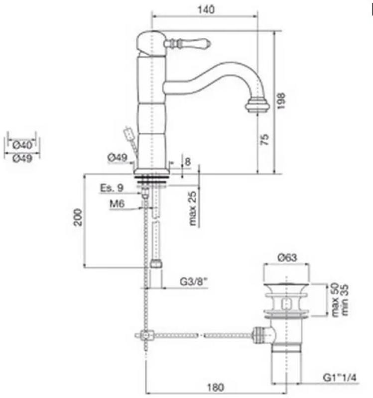 PB Classic klassisk håndvaskarmatur pille krom 1208592552