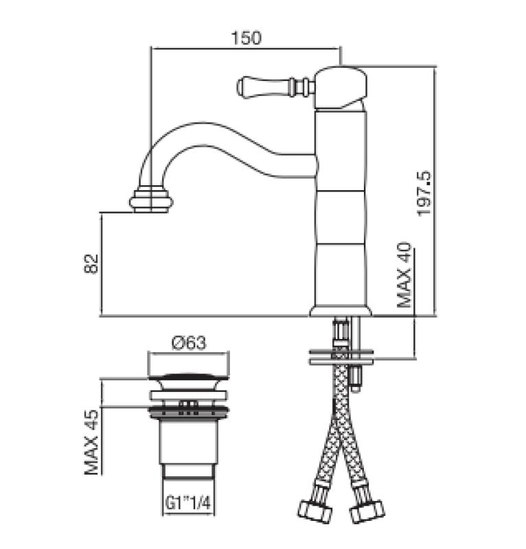 PB Classic klassisk håndvaskarmatur pilar bronze 1208592572