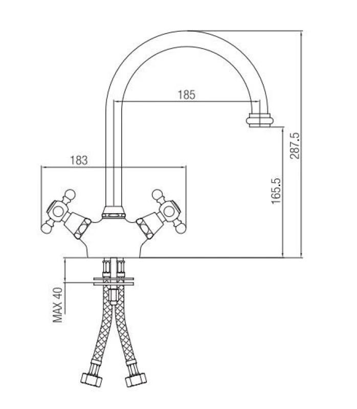 PB Nostalgisk køkkenhane V1905 Krom