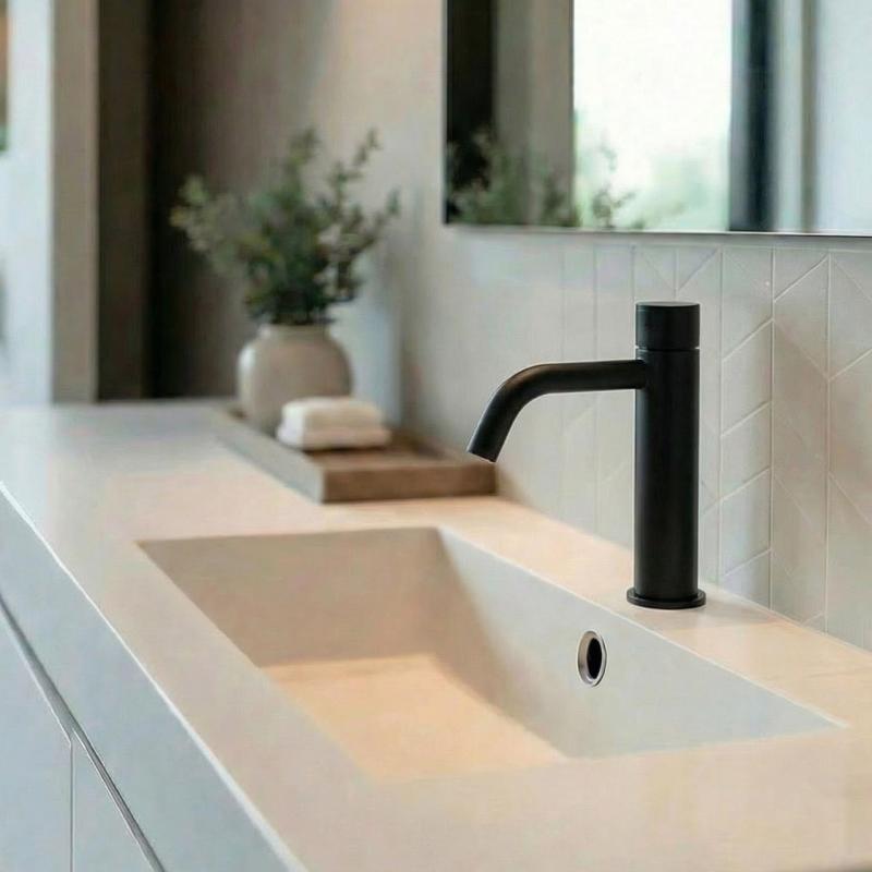 Waterevolution Flow selvsluttende håndvaskarmatur mat sort T110TPPR