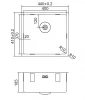 Caressi spoelbak PP40D37R10 B40xL37xD18.5cm naadloze plug technische tekening