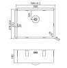 Caressi spoelbak CAPP50D37R10 B50xL37xD18.5cm tekening