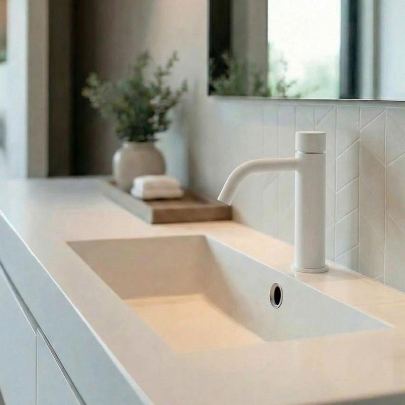 Waterevolution Flow Selvsluttende Håndvaskarmatur mat hvid T110TPBR