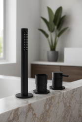 Waterevolution Flow 3-huls badarmatur til montering på badekar kant Mat Sort T138SBPR