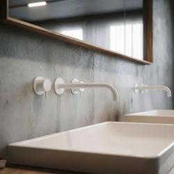 Waterevolution Flow 3-huls indbygget håndvaskarmatur, mat hvid med udløb 21 cm T1163FBR-21