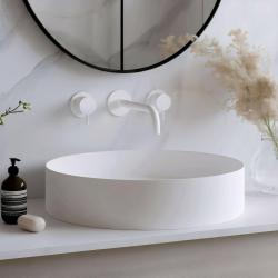 Waterevolution Flow 3-huls indbygget håndvaskarmatur, mat hvid med udløb 15 cm T1163FBR-15