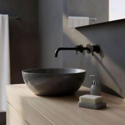 Waterevolution Flow 3-huls indbygget håndvaskarmatur, mat sort, med udløb 25 cm T1163FPR-25