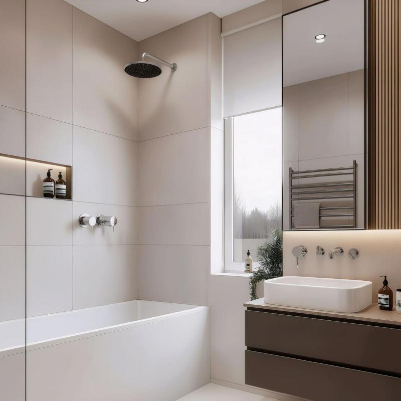 Waterevolution Flow indbygget brusetermostat rund rozet krom T142TB01