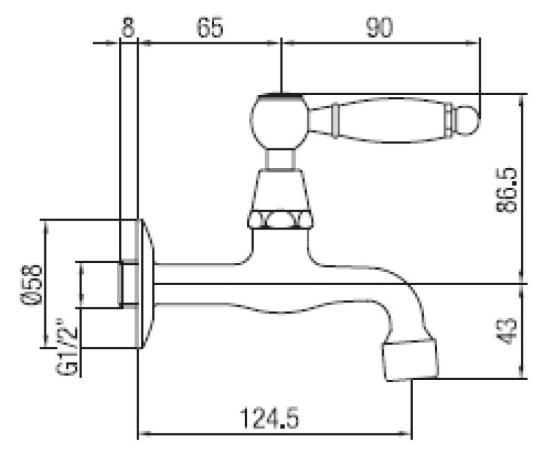PB klassisk vægmonteret vandhane med hvidt håndtag koldt vand bronze 1208853512