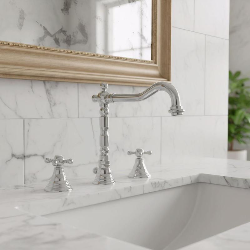 PB klassisk 3-huls håndvaskarmatur stjernehåndtag tud 18,5 cm Krom 1208854922