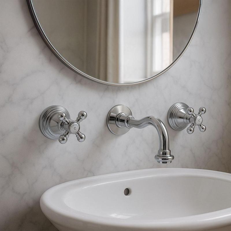 PB klassisk indbygget vægarmatur med stjernehåndtag 20 cm tud Krom 1208855072