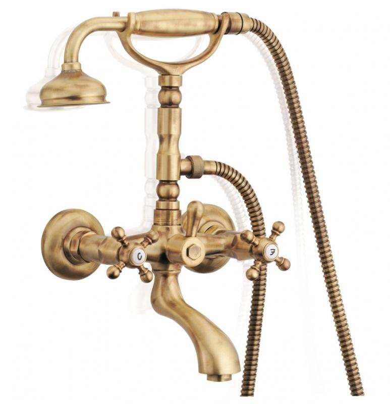 PB klassisk vandhane til montering på badekar med kraftige knapper Krom inklusive håndbruser 1208855152