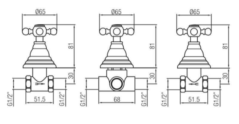 PB klassisk 2-vejs indbygget brusesæt med omskifter med stjernehåndtag Bronze 1208855372