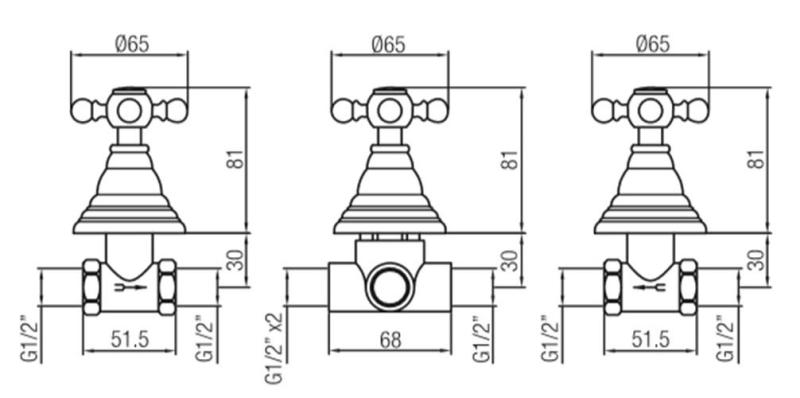 PB klassisk 3-vejs indbygningsbrusersæt med omskifter med stjernehåndtag Krom 1208855392
