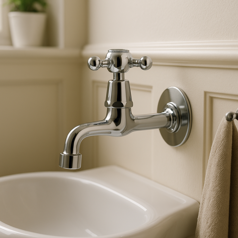 PB klassisk vægfontænekran med stjernehåndtag koldt vand krom 1208855592