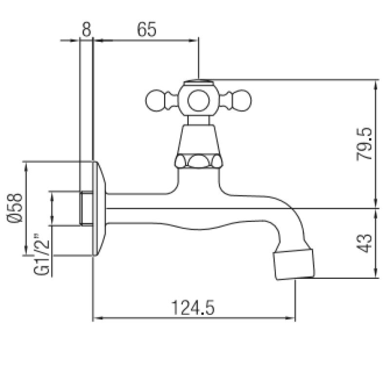 PB klassisk vægmonteret vandhane med stjernegreb til koldt vand rustfrit stål 1208855612
