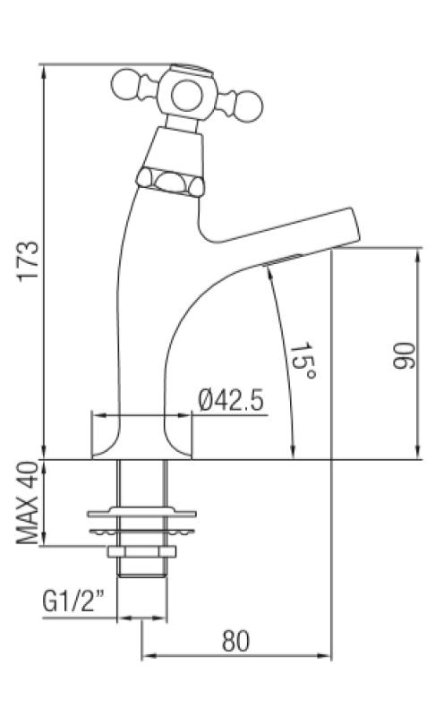 PB klassisk vandhane til håndvask med stjernehåndtag koldt vand lille model rustfrit stål 1208855702