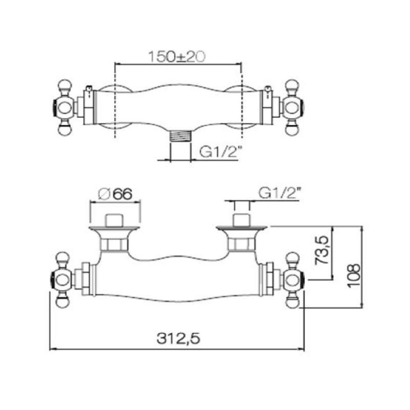 PB klassisk bruse-termostat krom 1208898972