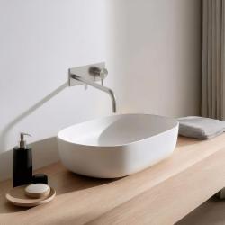 Waterevolution Flow indbygget håndvaskarmatur med dækplade, helt i rustfrit stål, med udløb 25 cm T1161BIE-25