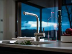 Franke massiv rustfrit stål Køkkenhane Atlas Neo drejelig tud 115.0521.435