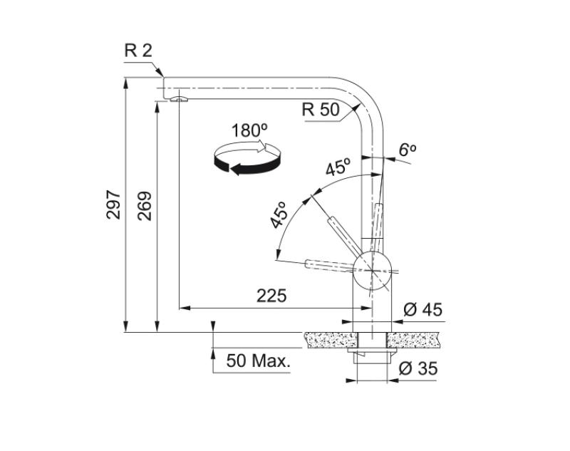 Franke Atlas Neo køkkenarmatur med drejelig tud børstet mat sort 115.0550.424