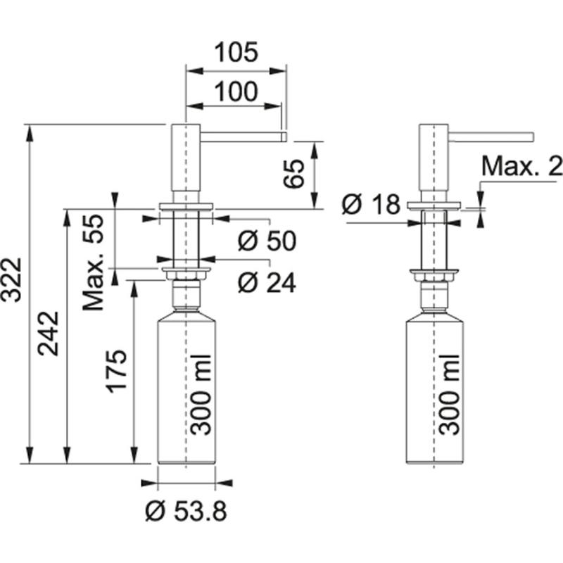 Franke Active Indbygget Sæbedispenser mat hvid 119.0547.905
