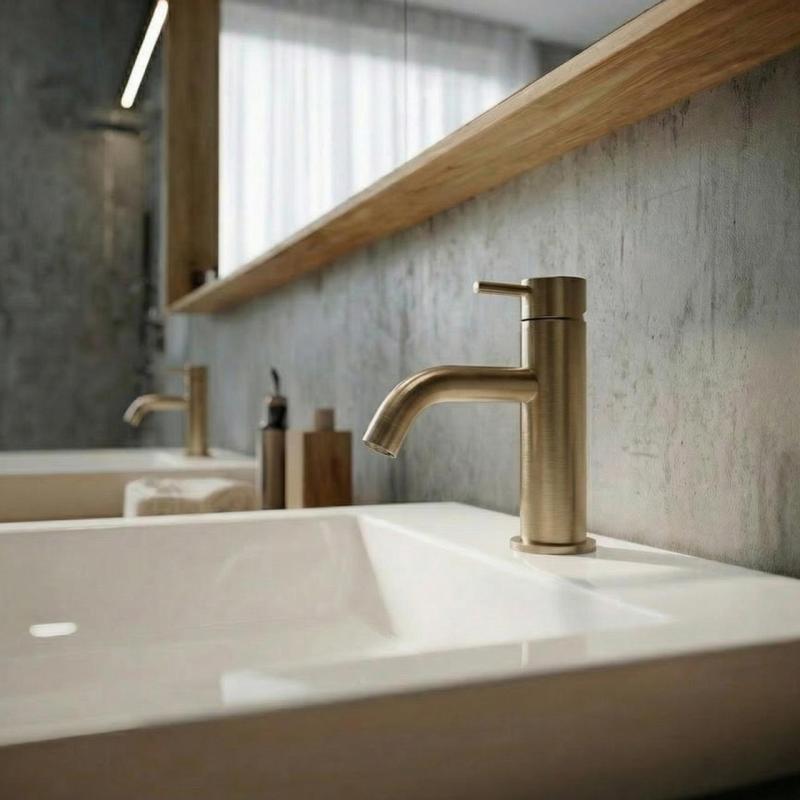 Waterevolution Flow lav håndvaskarmatur inkl. klikprop børstet messing T110LE