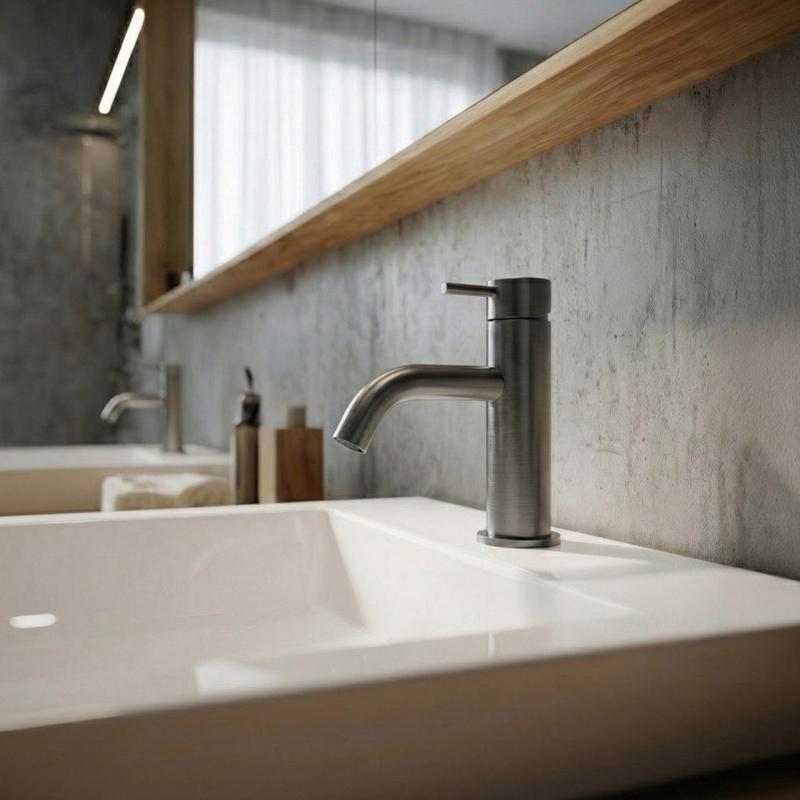 Waterevolution Flow håndvaskarmatur PVD børstet gun metal T110GME