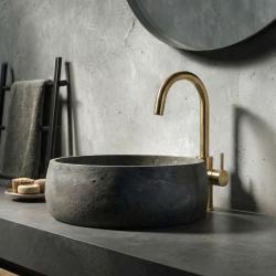 Waterevolution Flow håndvaskarmatur høj model børstet messing T1121FULE