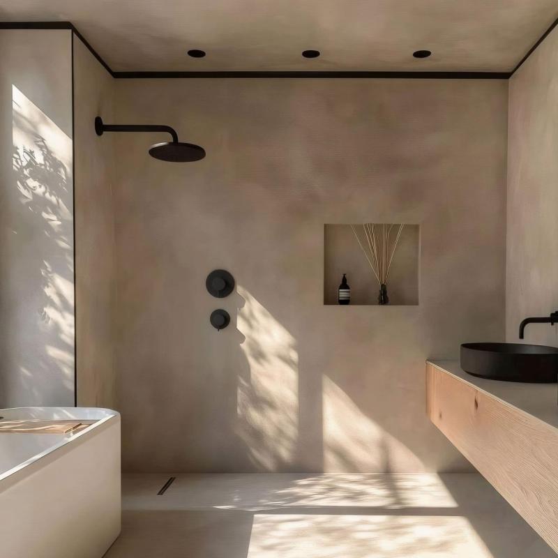 Waterevolution Flow indbygget brusetermostat med 1 omskifter mat sort 1208920978