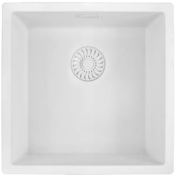 Caressi White Line hvid Quartz køkkenvask 40cm planlimning CAGRPP40WH-FL 1208921336