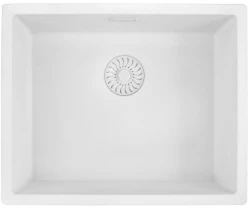 Caressi White Line hvid Quartz vask 50cm planmontering CAGRPP50WH-FL 1208921342