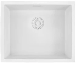 Caressi White Line hvid Quartz vask 50 cm til overmontering eller undermontering CAGRPP50WH-TU 1208921343