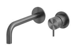 Waterevolution Flow Indbygget håndvaskarmatur i PVD Gun Metal med 15 cm udløb T116BGME-15