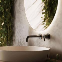 Waterevolution Flow Indbygget håndvaskarmatur i PVD Gun Metal med 15 cm udløb T116BGME-15