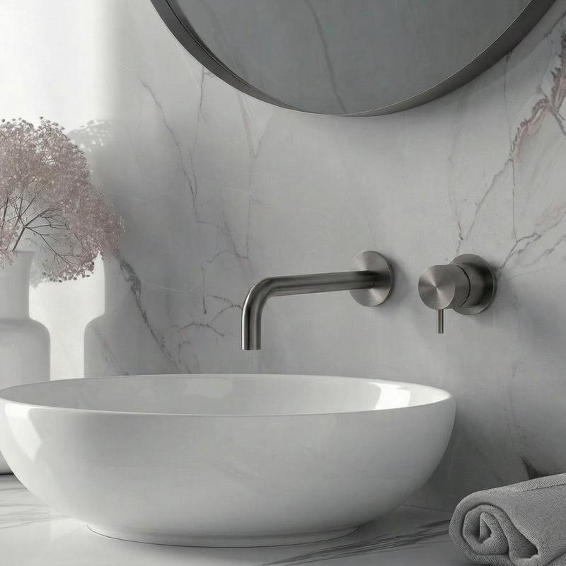 Waterevolution Flow indbygget håndvaskarmatur PVD Gun Metal med udløb 21 cm T116BGME-21