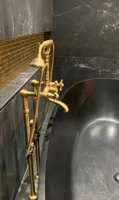 PB Fritstående badekararmatur nostalgisk stjernehåndtag Bronze 6000