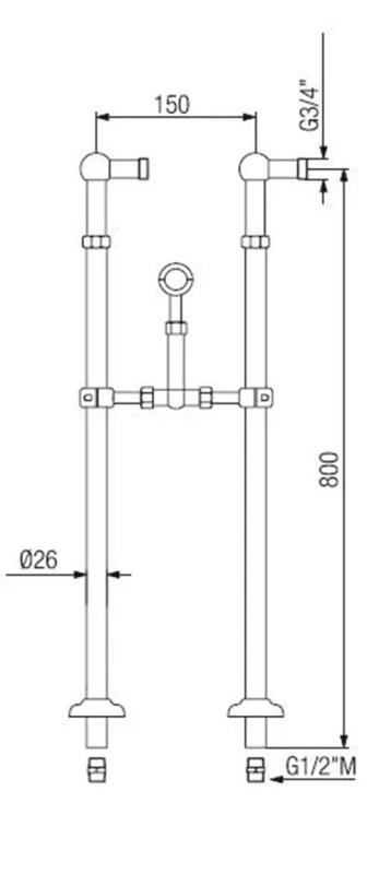 PB Fritstående badekararmatur nostalgisk stjernehåndtag rustfrit stål 6000