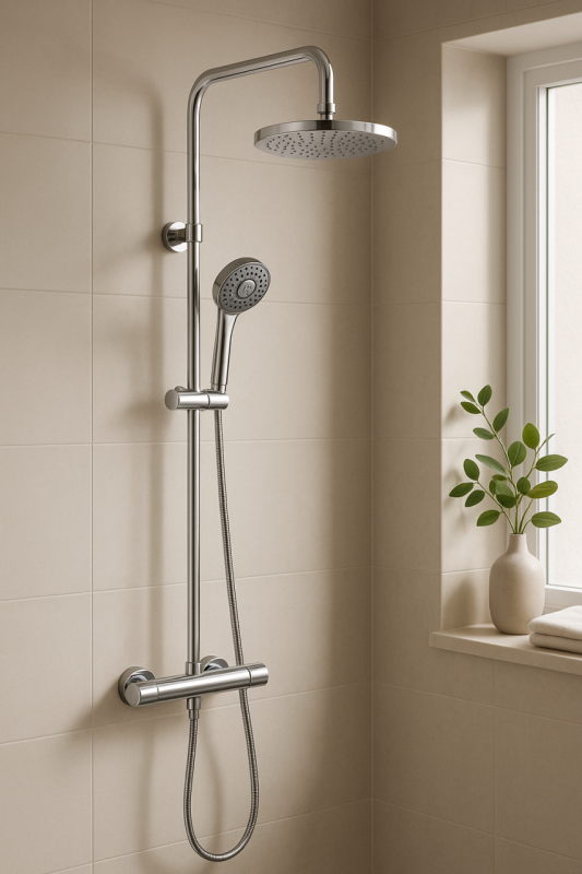 DEMM Shower brusekombination termostat med regnbruser krom 1208946965